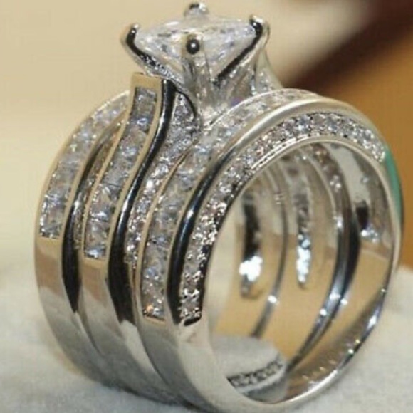 NWT LUXURY 925 STERLING SILVER THREE RINGS SET - Picture 7 of 10